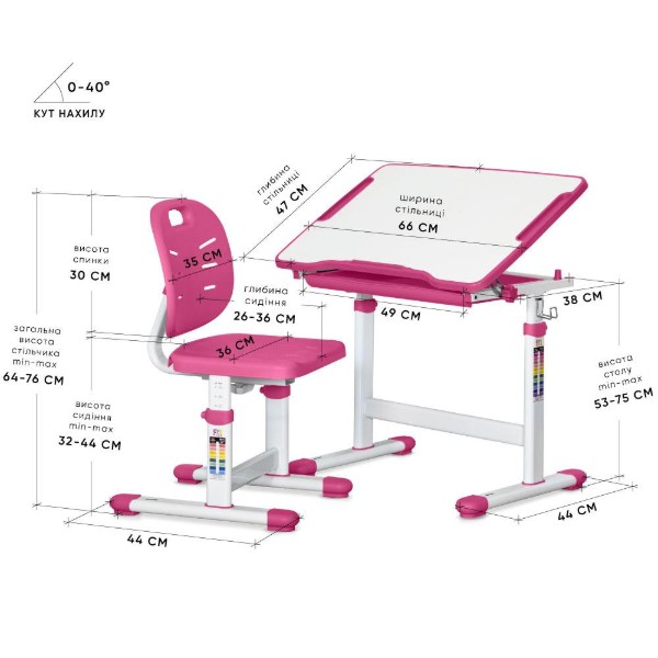 Фото - Комплект меблів шкільний Evo-kids Evo-06 Plus PN